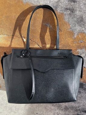 Rebecca Minkoff Gaby Black Leather Double Handles Zipper Tote Bag